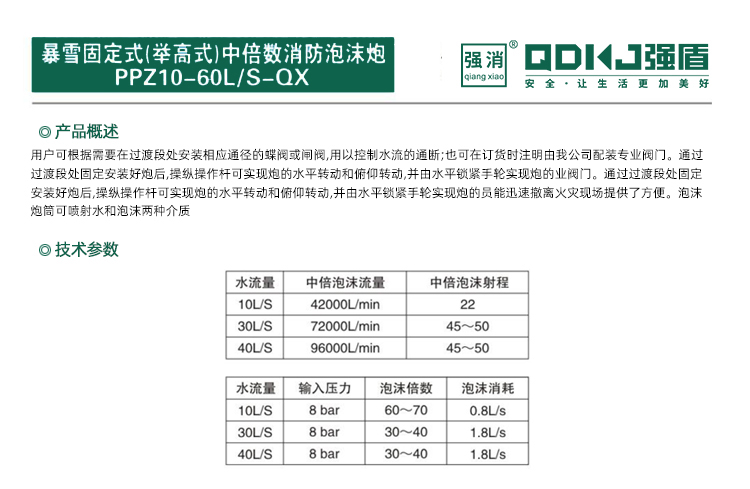 暴雪固定式/举高式中倍数消防泡沫炮